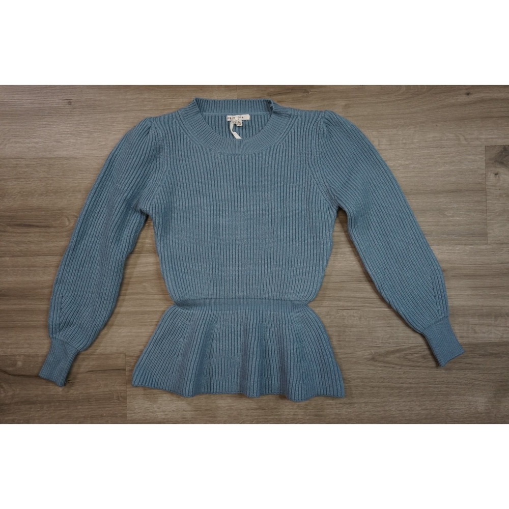 New Maisie Women's Large Blue Long Sleeve Chunky Rib Knit High Neck Mini Dress‎
